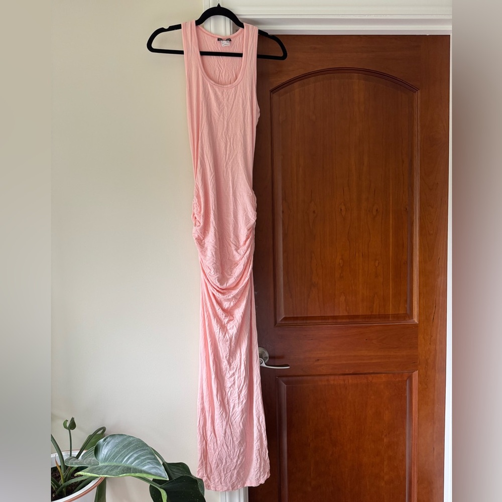 LAST CHANCE Venus Ruched Sides Pink Maxi Dress